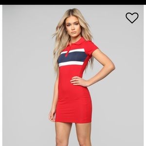red white and blue polo dress